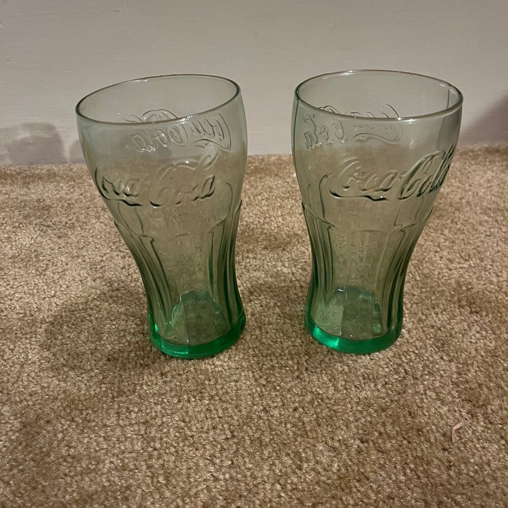 Lot of 2 Libbey Coca-Cola embossed glasses, new